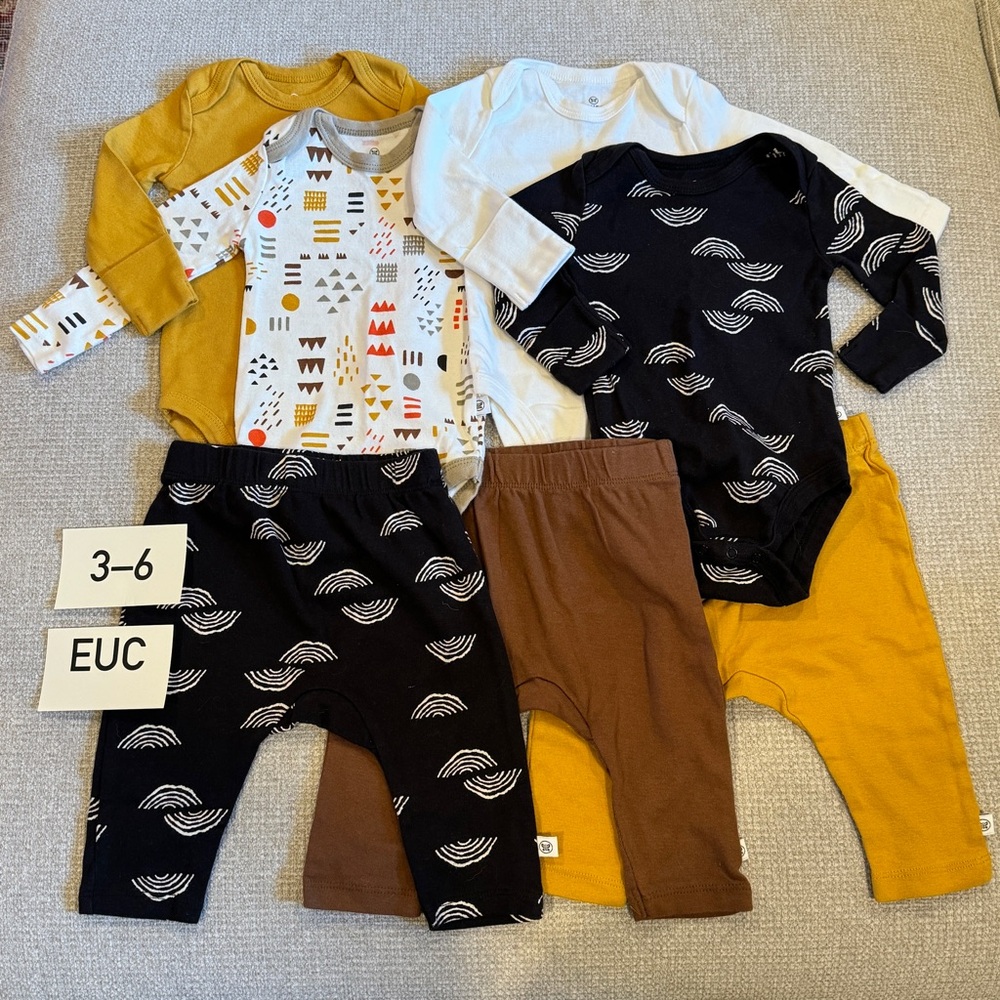 Honest Baby 7pc Rainbow Geo Black Layette Bundle 3-6 Organic Cotton